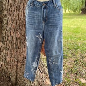 GG embroidery floral capri jeans stretch 12